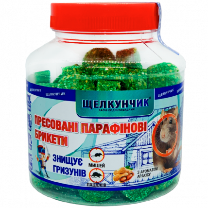 Щелкунчик 320 г, бутылка (зеленый брикет, арахис) - Родентициды