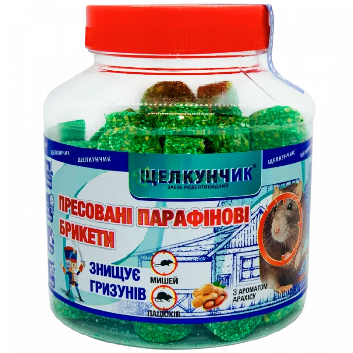 Щелкунчик 320 г, бутылка (зеленый брикет, арахис) - Родентициды