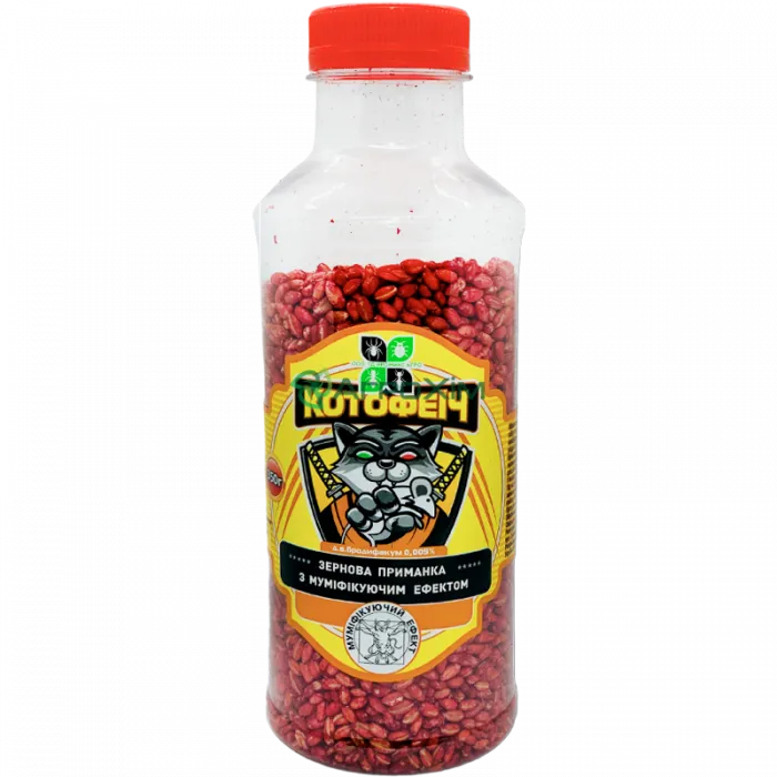 Котофеич 350 г, бутылка (красное зерно, масло-сыр) - Родентициды